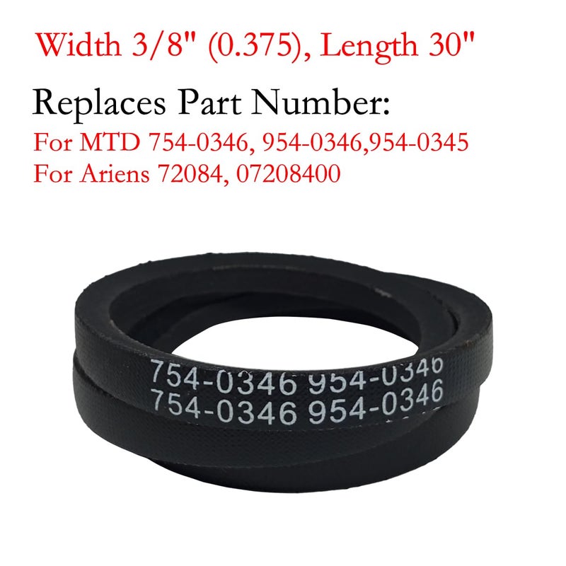 CTPOWER Replaces 754-0346 954-0346 Auger Drive Belt 3/8 x 30 inch v Belt Replacement MTD/Troy-Bilt/Cub Cadet/White Outdoor/Ariens/Toro Snow Thrower 21130SE 826 926E (2 Packs) - Image 3